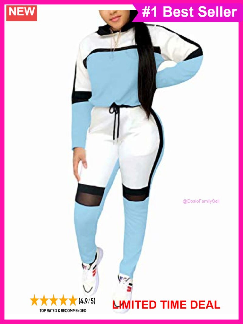 Women's 2 Piece Tracksuit Hoodie & Jogger Sweatsuit Set Slim Fit Pockets